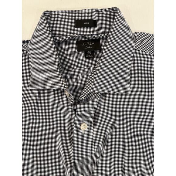 Men’s J Crew Ludlow Dress Shirt Size 15.5/33 Slim Fit Navy Check - Picture 5 of 8
